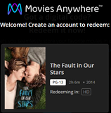 The Fault in Our Stars HD Digital Code (Redeems in Movies Anywhere; HDX Vudu & HD iTunes & HD Google TV Transfer From Movies Anywhere)