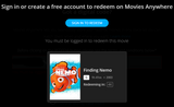 Finding Nemo 4K Digital Code (Redeems in Movies Anywhere; UHD Vudu & 4K iTunes & 4K Google TV Transfer From Movies Anywhere)