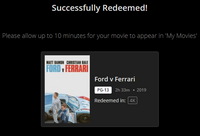 Ford v Ferrari 4K Digital Code (2019) (Redeems in Movies Anywhere; 4K Vudu Fandango at Home & 4K iTunes Apple TV Transfer From Movies Anywhere)