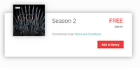 Game of Thrones Season 2 Google TV HD Digital Code (10 Episodes)