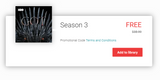 Game of Thrones Season 3 Google TV HD Digital Code (10 Episodes)