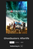 Ghostbusters: Afterlife 4K Digital Code (Redeems in Movies Anywhere; UHD Vudu & 4K iTunes & 4K Google TV Transfer From Movies Anywhere)