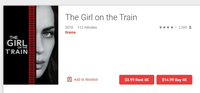 The Girl on the Train iTunes 4K Digital Code (Redeems in iTunes; UHD Vudu & 4K Google TV Transfer Across Movies Anywhere)