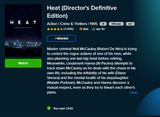 Heat 4K Digital Code (1995, Director's Definitive Edition) (Redeems in Movies Anywhere; 4K Vudu Fandango at Home & 4K iTunes Apple TV Transfer From Movies Anywhere)