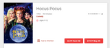 Hocus Pocus iTunes 4K Digital Code (1993) (Redeems in iTunes; UHD Vudu & 4K Google TV Transfer Across Movies Anywhere)