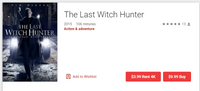 The Last Witch Hunter Vudu HDX or Google TV HD Digital Code
