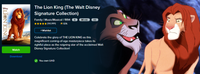 The Lion King Walt Disney Signature Collection (1994 Animated) iTunes 4K Digital Code (Redeems in iTunes; UHD Vudu & 4K Google TV Transfer Across Movies Anywhere)