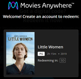 Little Women SD Digital Code (2019) (Redeems in Movies Anywhere; SD Vudu & SD iTunes & SD Google TV Transfer From Movies Anywhere) (THIS IS A STANDARD DEFINITION [SD] CODE)