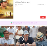 Million Dollar Arm Google TV HD Digital Code (Redeems in Google TV; HD Movies Anywhere & HDX Vudu & HD iTunes Transfer Across Movies Anywhere)