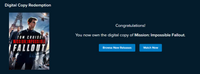 Mission: Impossible 6-Movie Collection Vudu Fandango at Home 4K Digital Codes (6 Movies, 6 Codes)