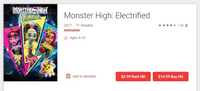 Monster High: Electrified iTunes HD Digital Code (Redeems in iTunes; HDX Vudu & HD Google TV Transfer Across Movies Anywhere)