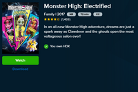 Monster High: Electrified HD Digital Code (Redeems in Movies Anywhere; HDX Vudu & HD iTunes & HD Google TV Transfer From Movies Anywhere)