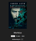 Morbius 4K Digital Code (2022) (Redeems in Movies Anywhere; 4K Vudu Fandango at Home & 4K iTunes Apple TV Transfer From Movies Anywhere)
