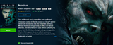 Morbius 4K Digital Code (2022) (Redeems in Movies Anywhere; 4K Vudu Fandango at Home & 4K iTunes Apple TV Transfer From Movies Anywhere)