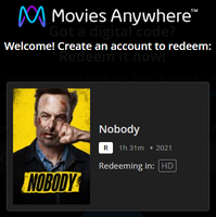 Nobody HD Digital Code (2021) (Redeems in Movies Anywhere; HDX Vudu Fandango at Home & HD iTunes Apple TV Transfer From Movies Anywhere)