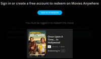 Once Upon a Time in Hollywood SD Digital Code (Redeems in Movies Anywhere; SD Vudu & SD iTunes & SD Google TV Transfer From Movies Anywhere) (THIS IS A STANDARD DEFINITION [SD] CODE)