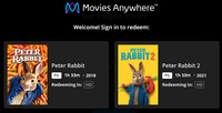 Peter Rabbit 2-Movie Collection HD Digital Code (Redeems in Movies Anywhere; HDX Vudu & HD iTunes & HD Google TV Transfer From Movies Anywhere) (2 Movies, 1 Code)