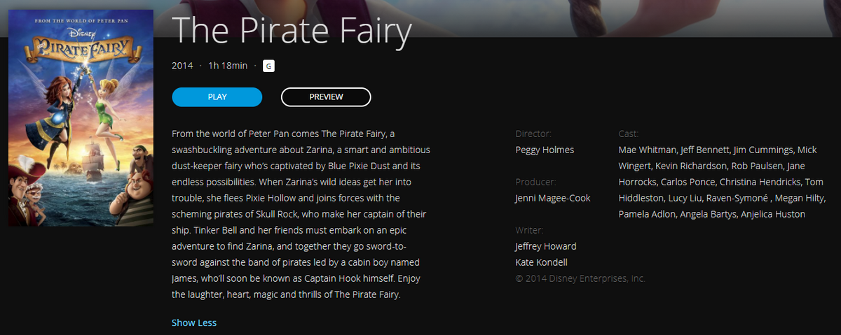 The Pirate Fairy HD Digital Code (2014) (Redeems in Movies Anywhere; H ...