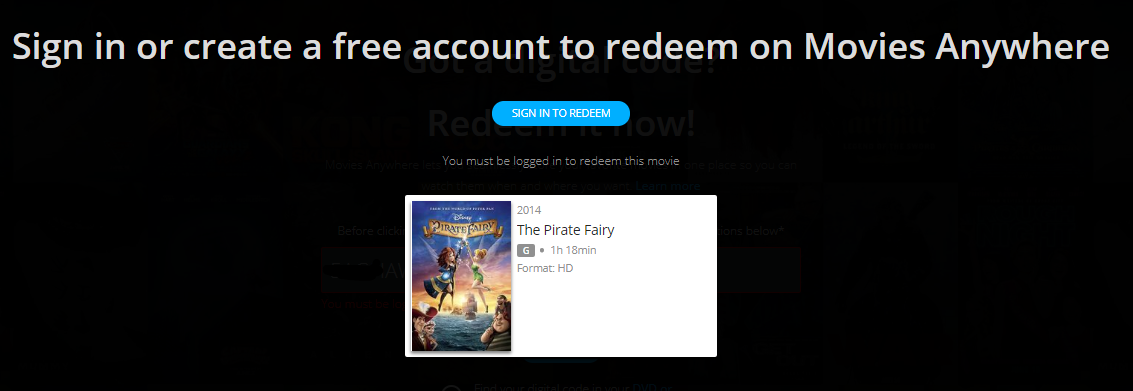 The Pirate Fairy HD Digital Code (2014) (Redeems in Movies Anywhere; H ...