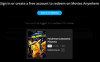 Pokemon: Detective Pikachu 4K Digital Code (2019) (Redeems in Movies Anywhere; 4K Vudu Fandango at Home & 4K iTunes Apple TV Transfer From Movies Anywhere)