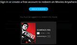 Scarface HD Digital Code (1983) (Redeems in Movies Anywhere; HDX Vudu & HD iTunes & HD Google TV Transfer From Movies Anywhere)