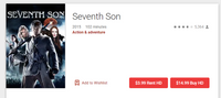 Seventh Son iTunes HD Digital Code (Redeems in iTunes; HDX Vudu & HD Google TV Transfer Across Movies Anywhere)
