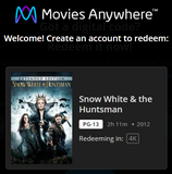 Snow White and the Huntsman: Extended Edition 4K Digital Code (Redeems in Movies Anywhere; UHD Vudu & 4K iTunes & 4K Google TV Transfer From Movies Anywhere)