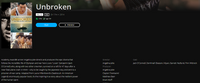 Unbroken iTunes HD Digital Code (Redeems in iTunes; HDX Vudu & HD Google TV Transfer Across Movies Anywhere)